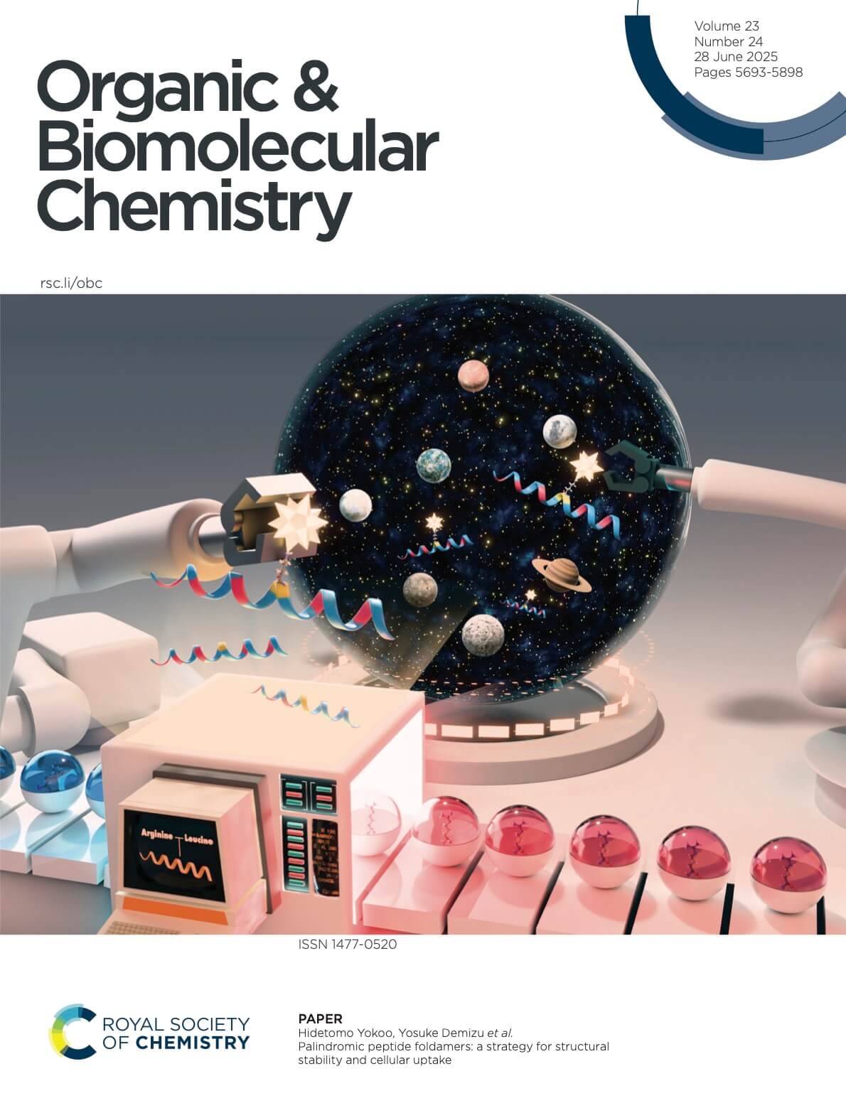 Organic Biomolecular Chemistry カバーピクチャー 科学イラスト 論文表紙絵 アートアクション cover picture